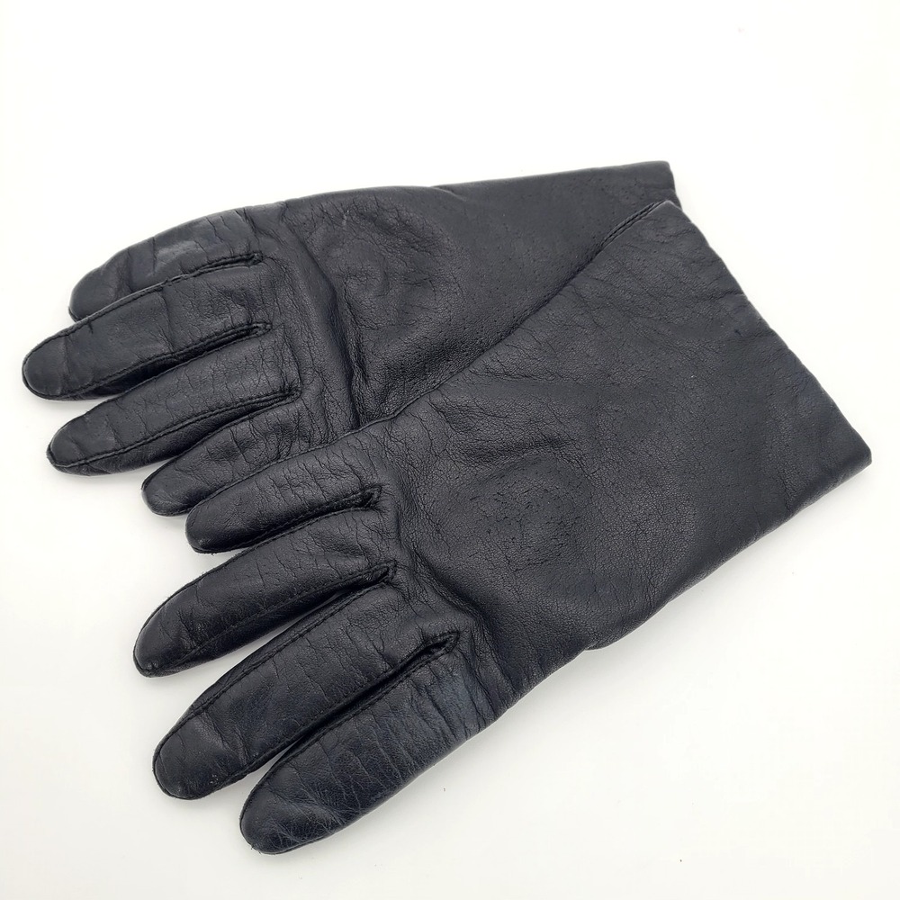 Vintage Fownes Women's Genuine Leather Gloves Black Size 6 1/2 Soft WPL 9522